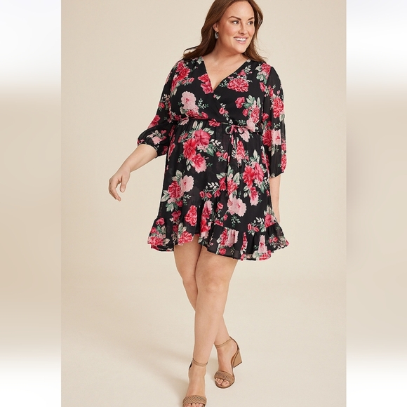 Maurices Faux Wrap Ruffle Mini Dress Size XXL - Picture 1 of 10